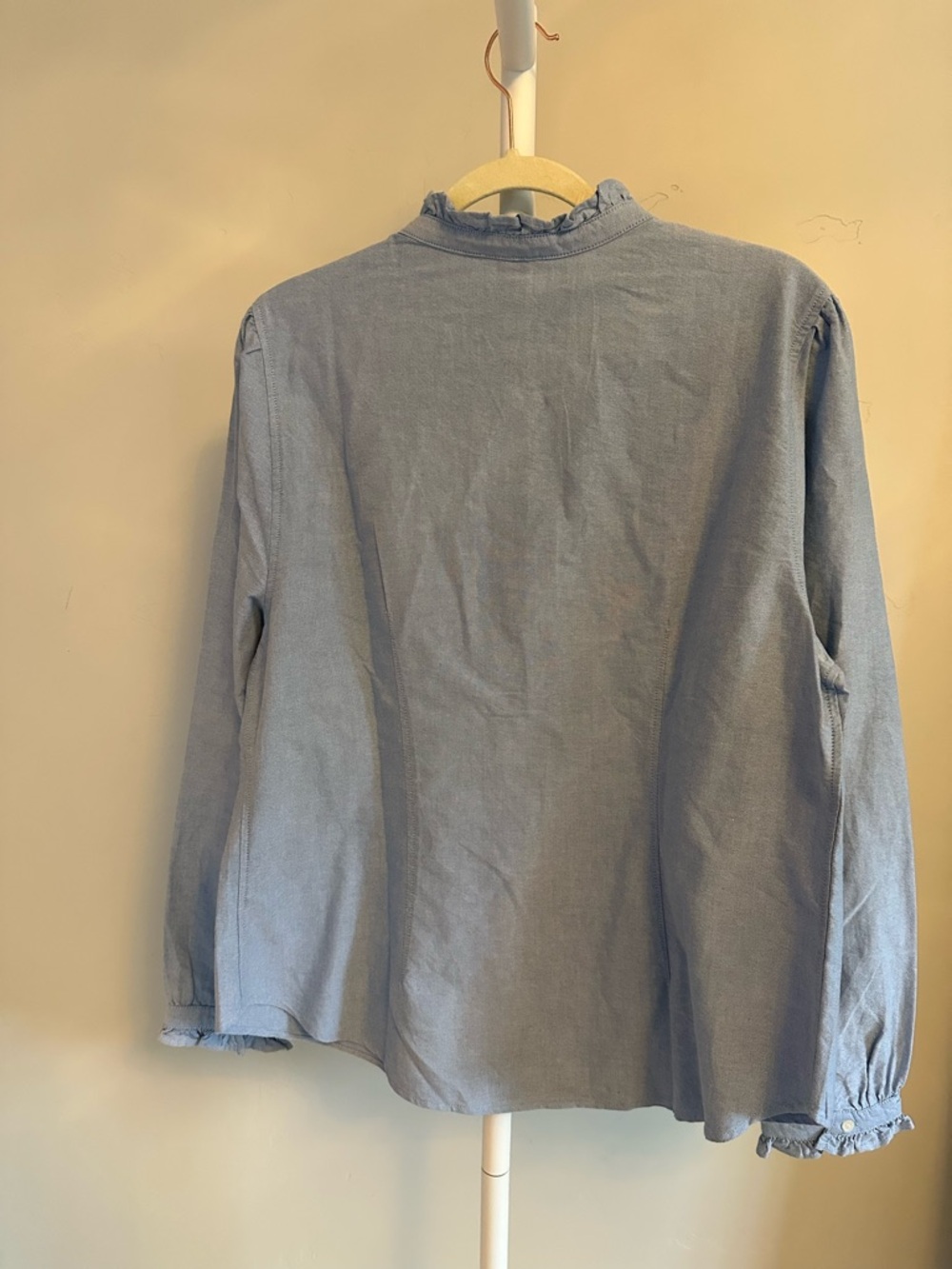 H&M Light Blue Ruffle Collar Button-Front Shirt - Picture 3 of 6